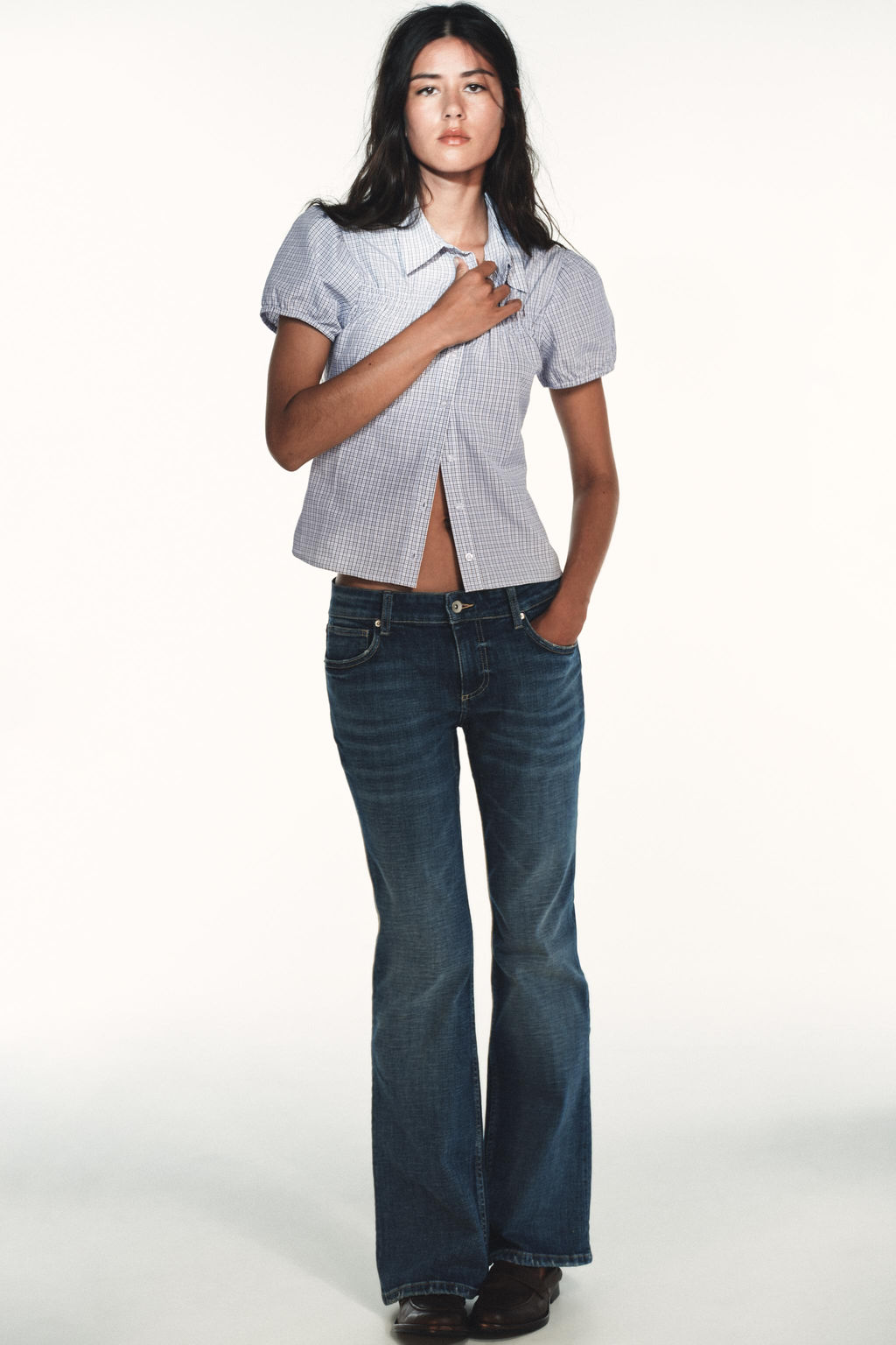 STRETCH POPLIN CHECK SHIRT - Zara фото 7