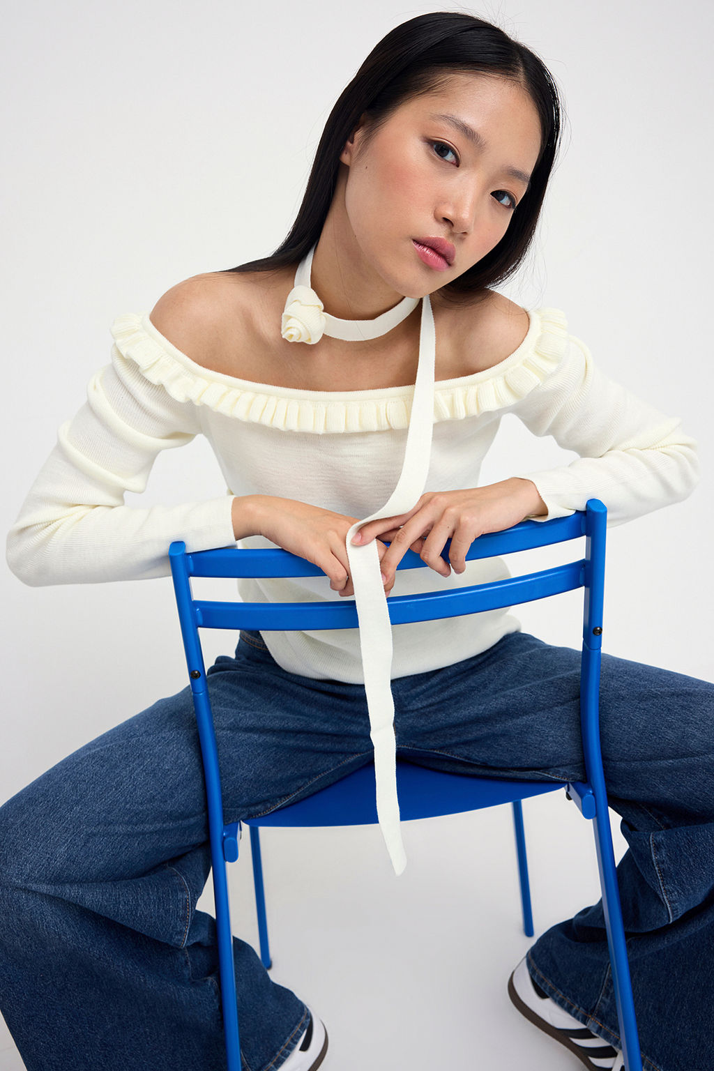Teen Ekru Carmen Yaka Gullu Atk? Aksesuarl? Triko Body Kazak TWOAW26KZ00029