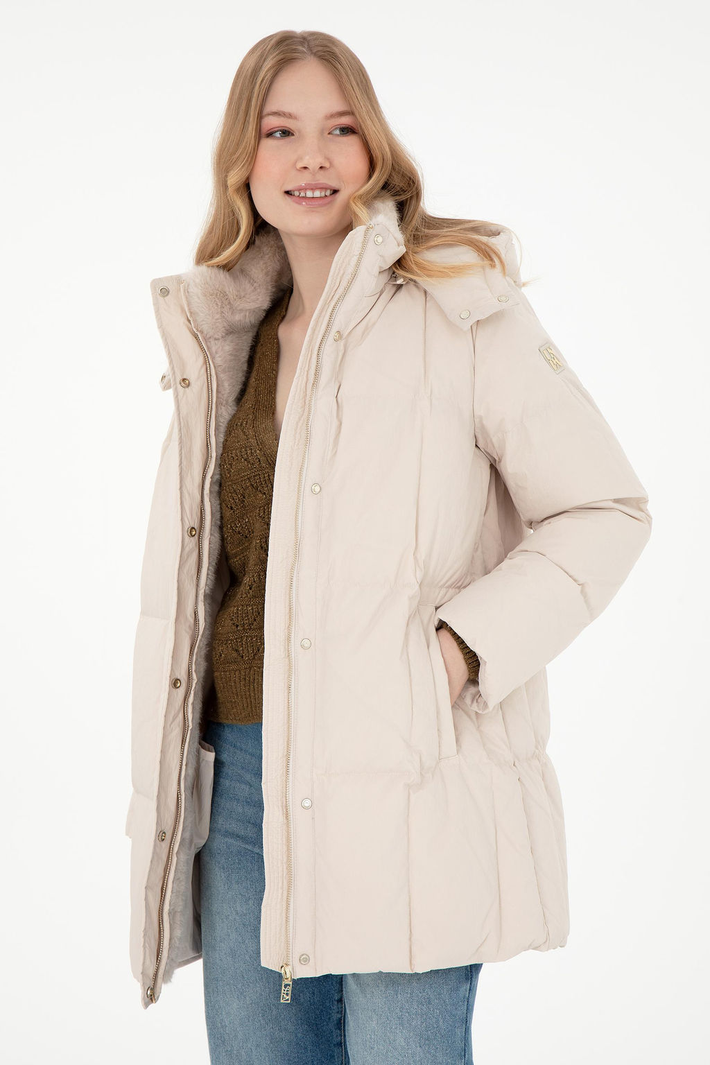 Женское кремовое пальто Неожиданная скидка в корзине - U.s. polo assn фото 3