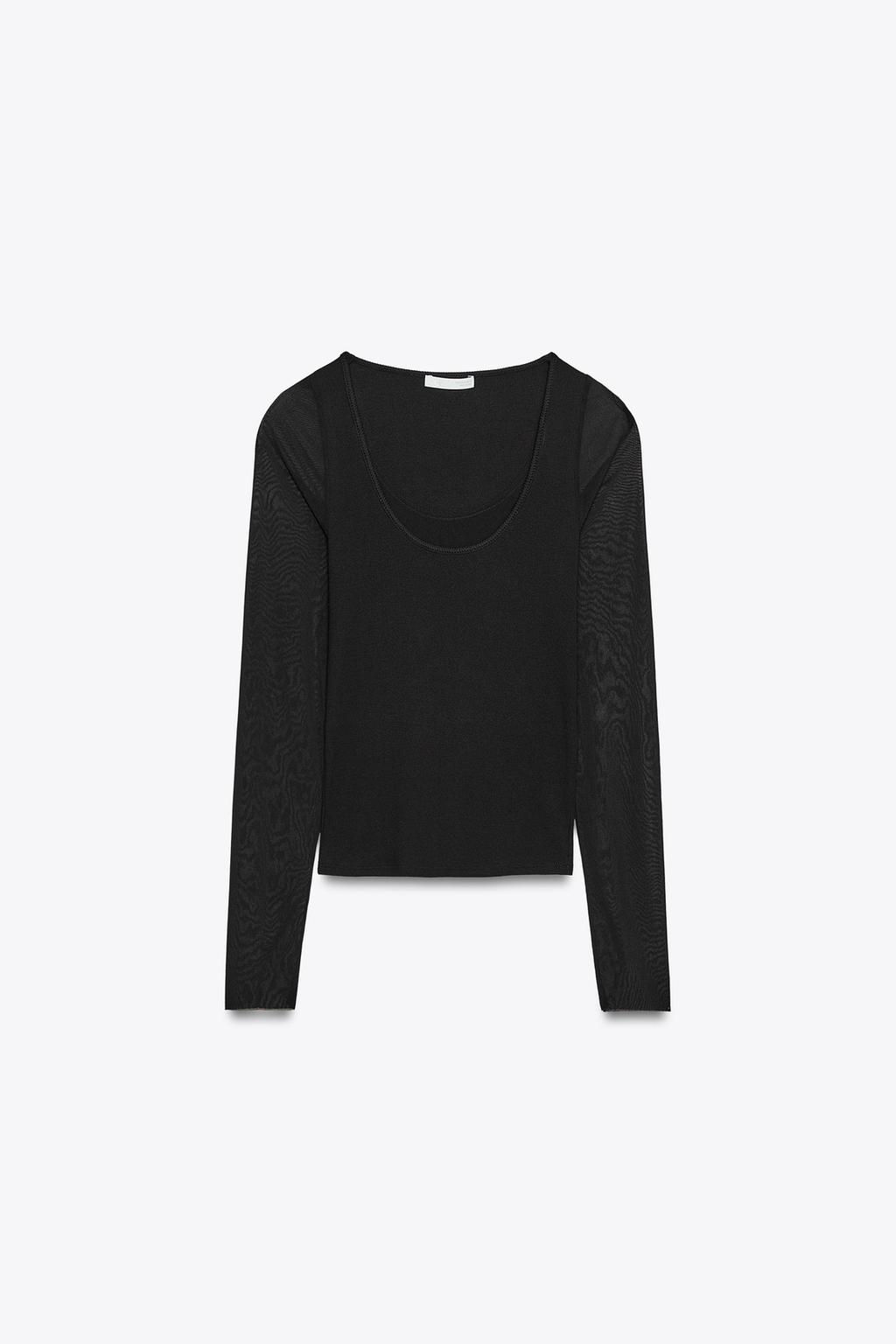 SEMI-SHEER COMBINED T-SHIRT - Zara фото 5