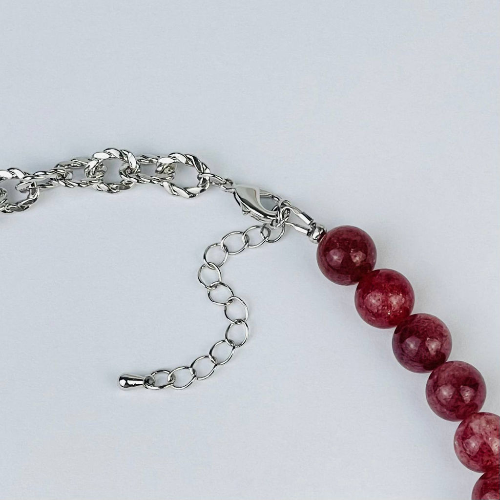 Колье с цепочкой из Клубничного кварца 41 см +