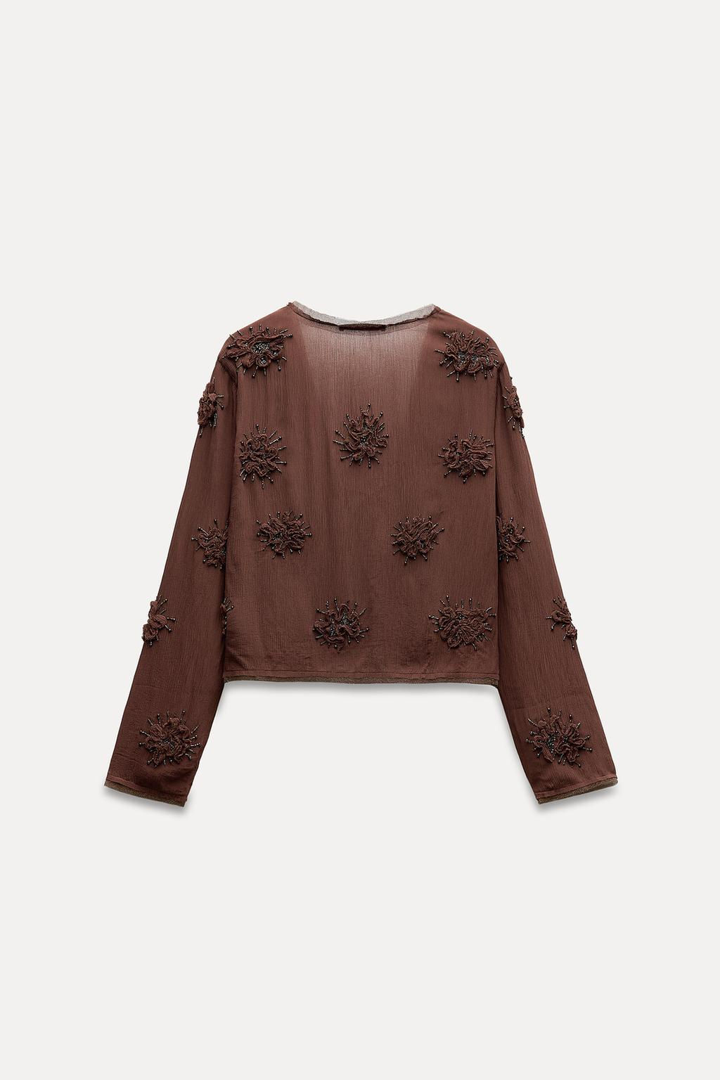 SHORT BEADED JACKET WITH EMBROIDERY - Zara фото 7