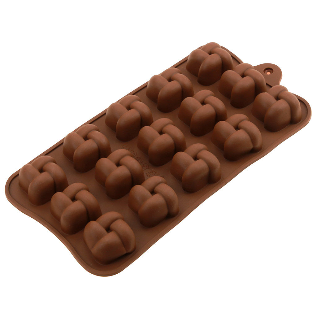 Форма силиконовая для шоколада (льда, мармелада) Плетенка - 15 штук 19,5х10см h1,5см, цвет - шоколадный (Китай)