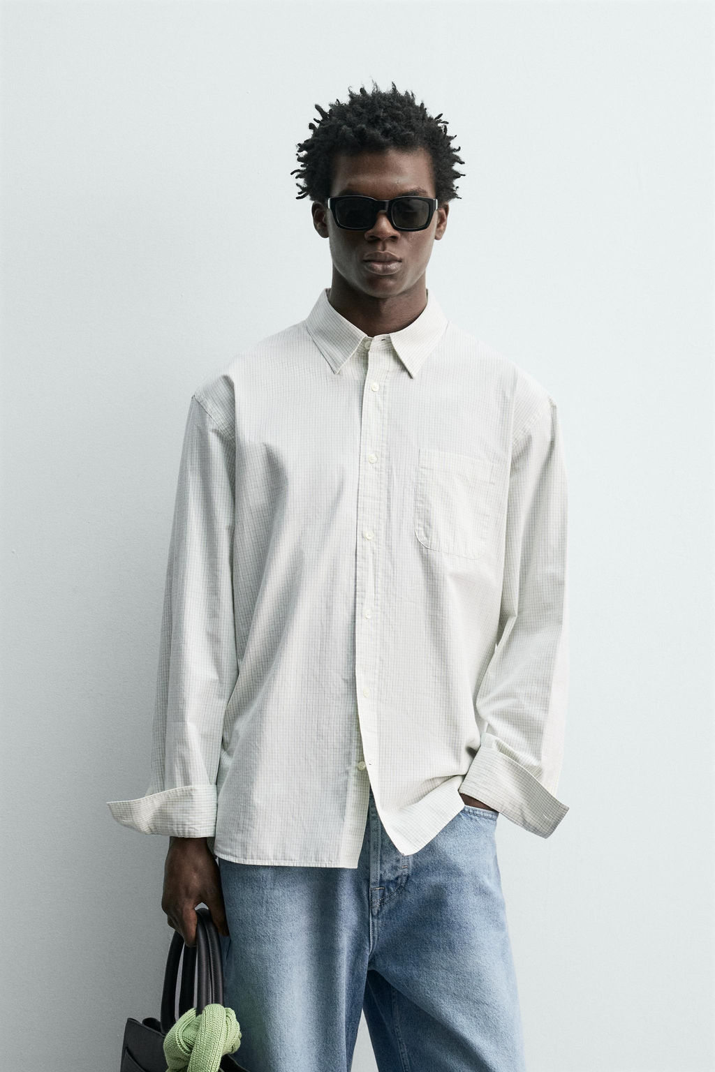 CAMISA POPEL?N CUADROS / Verde agua - Zara фото 2