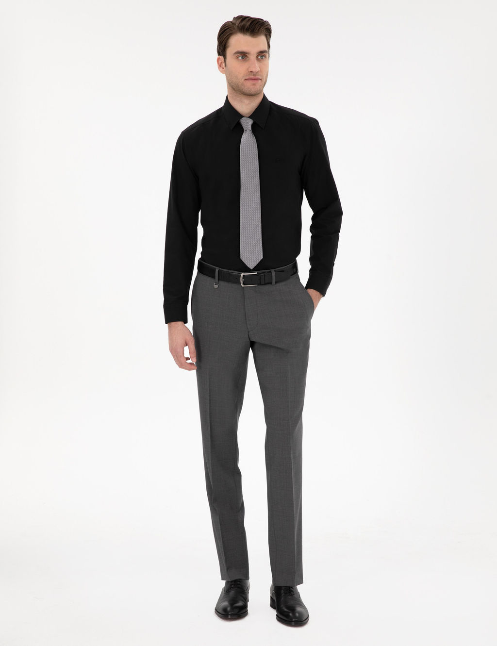 Siyah Regular Fit Uzun Kollu Basic G_mlek