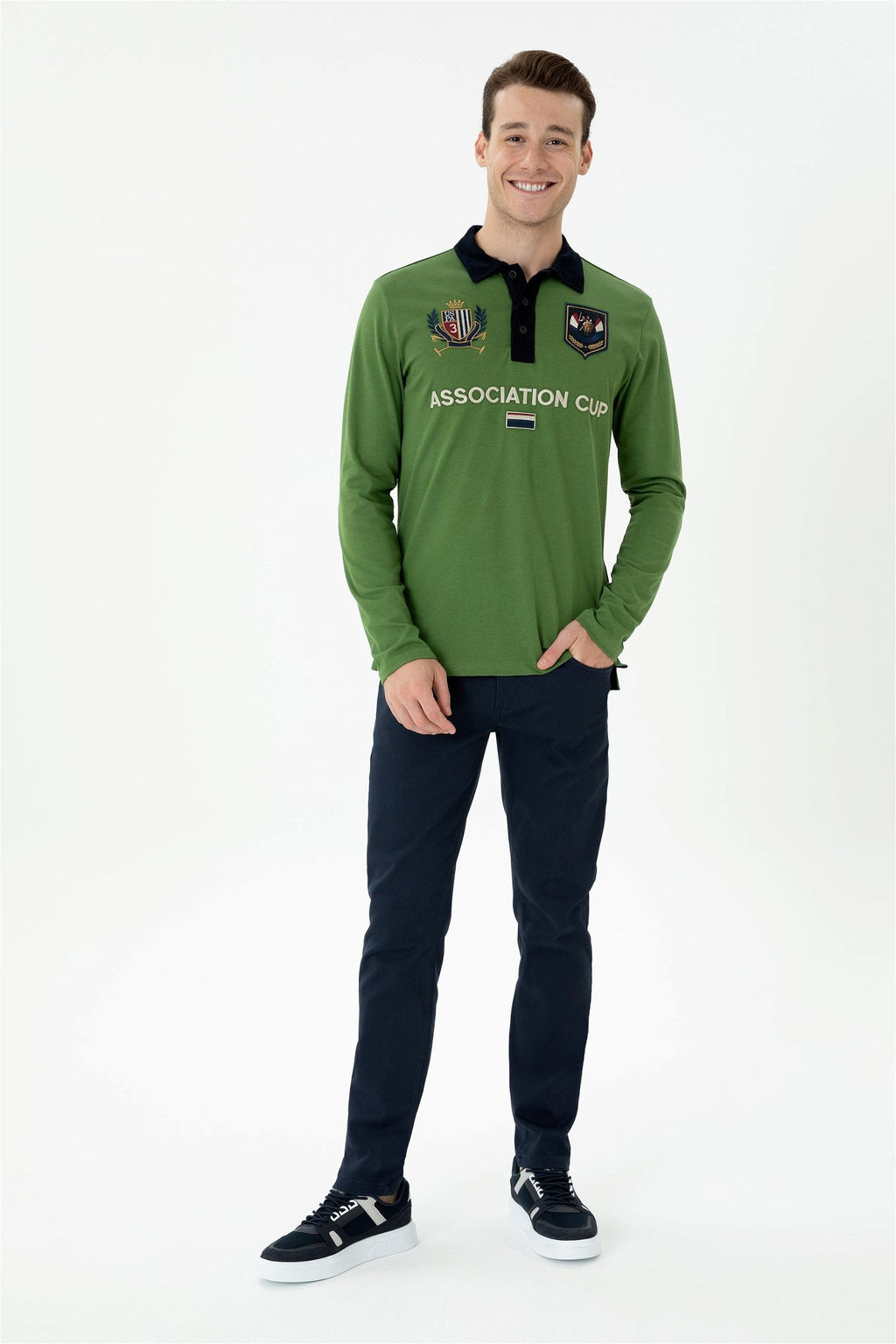 U. S. Polo Assn Мужская зеленая толстовка с воротником-поло - U.s. polo assn фото 4