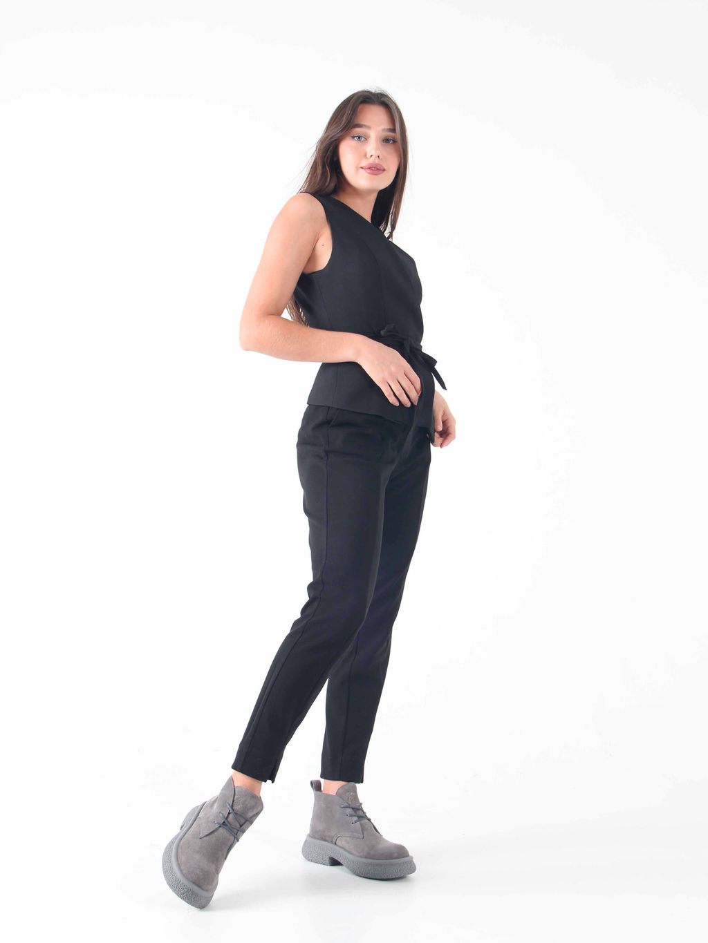 Ботинки 308.агата gr. серый замок замша б/Байка