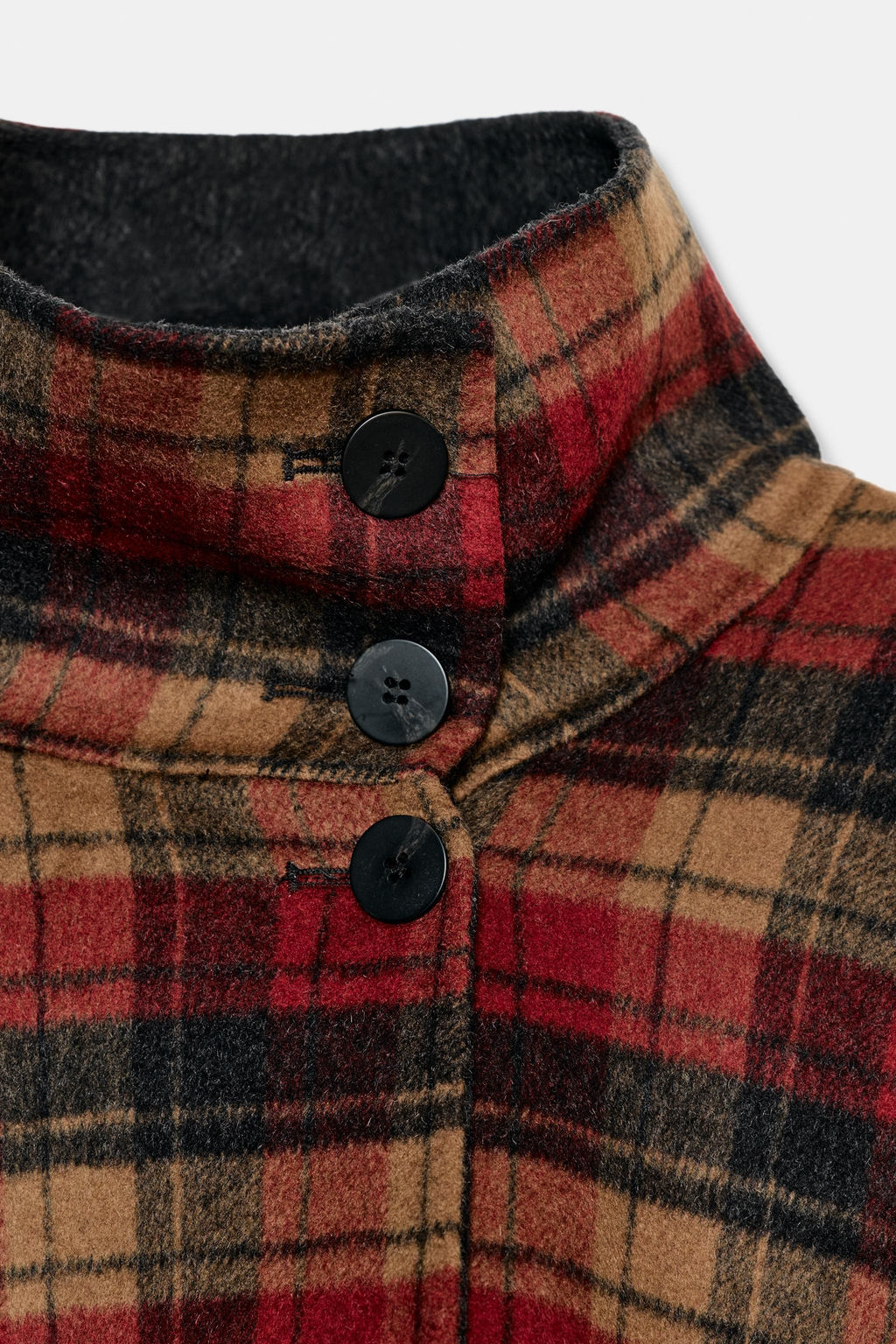 ZW COLLECTION LIMITED EDITION WOOL BLEND CHECK CAPE - Zara фото 16