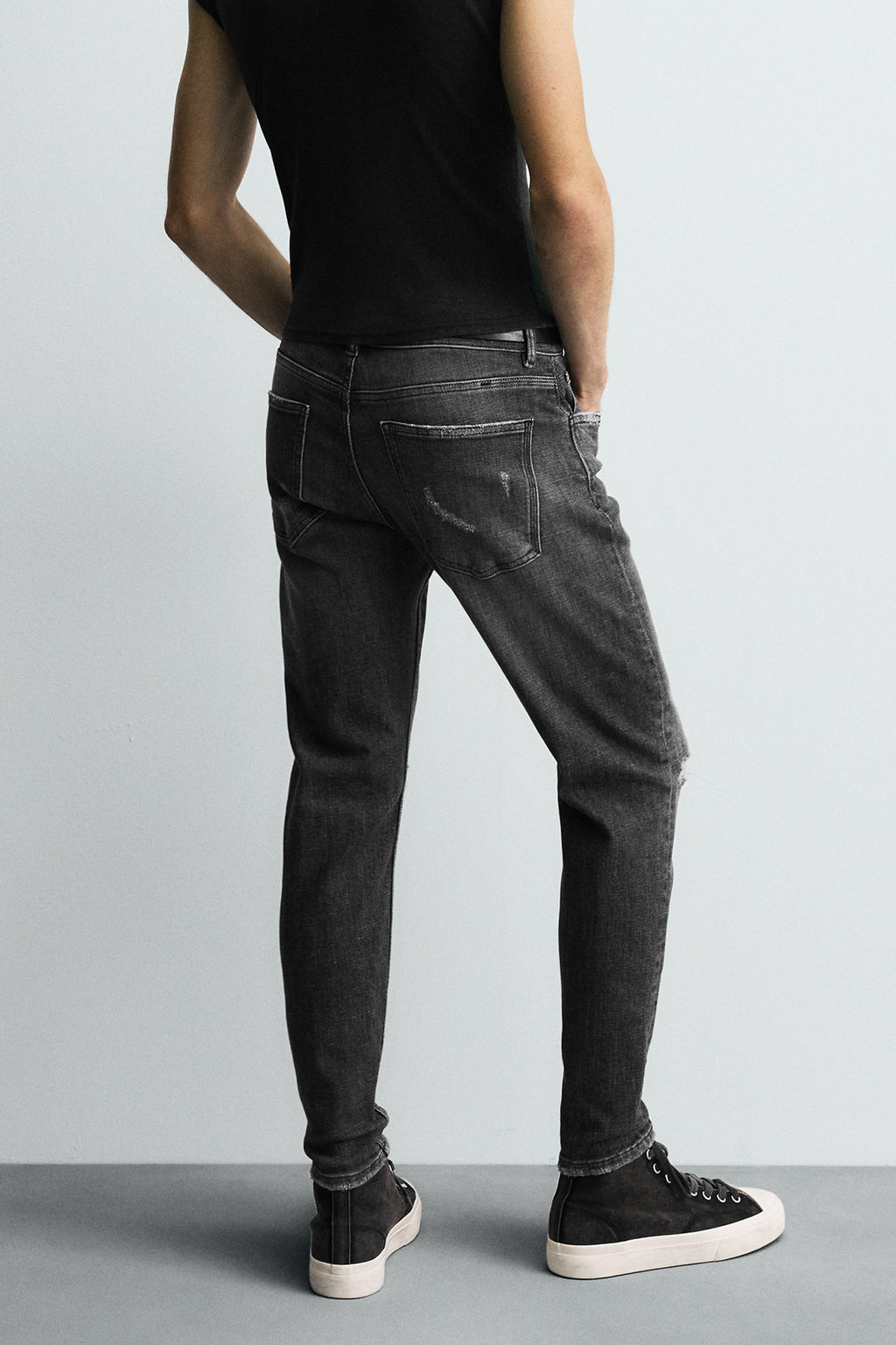 JEANS SKINNY FIT ROTOS / Gris - Zara фото 12