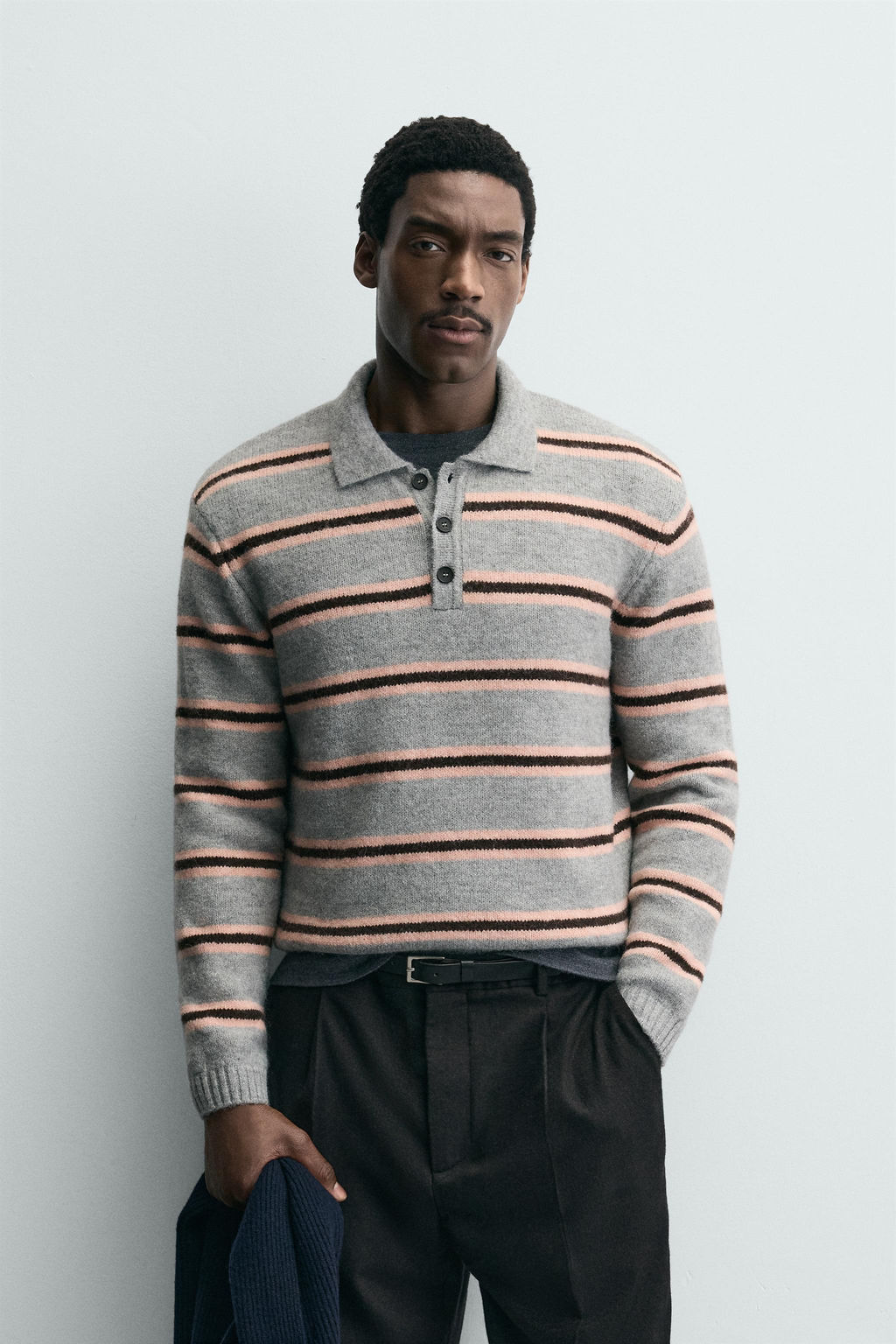 STRIPED JACQUARD KNIT POLO SHIRT - Zara фото 2
