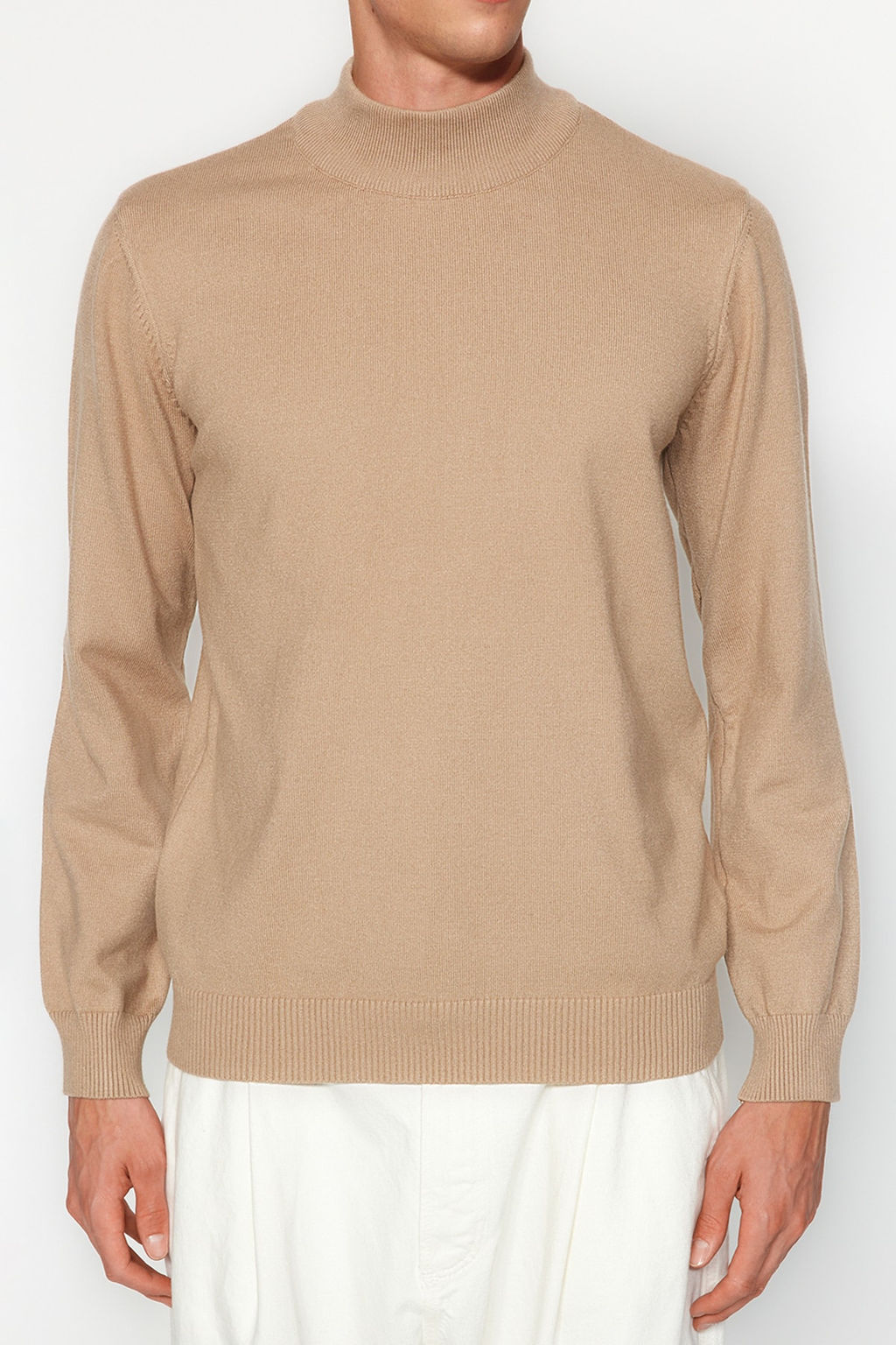 TRENDYOL MAN Premium Camel Regular Fit Yar?m Bal?kc? Yaka Yumusak Basic Triko Kazak TMNAW24KZ00055 - Trendyolmilla фото 15
