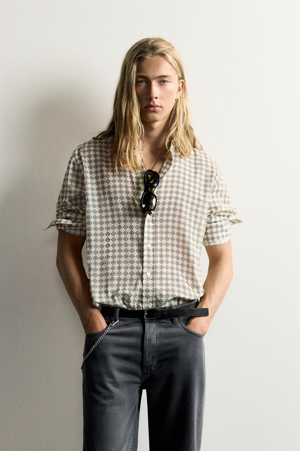 CAMISA RELAXED FIT ESTAMPADO GEOM?TRICO / Piedra - Zara фото 2
