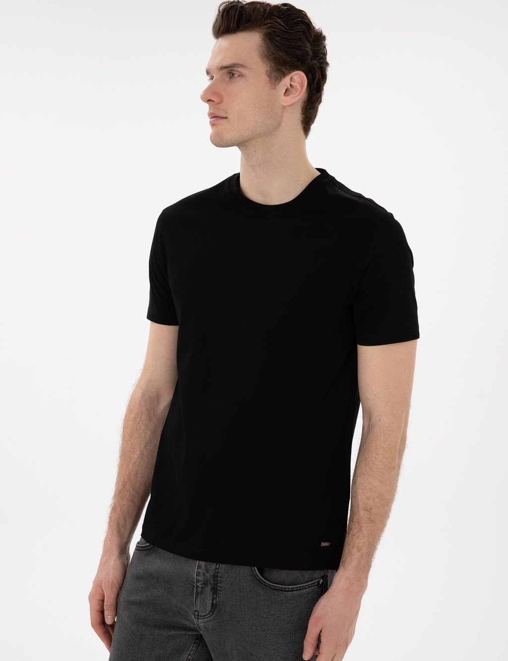 Siyah Slim Fit Merserize Basic Ti__rt - Pierre cardin фото 3