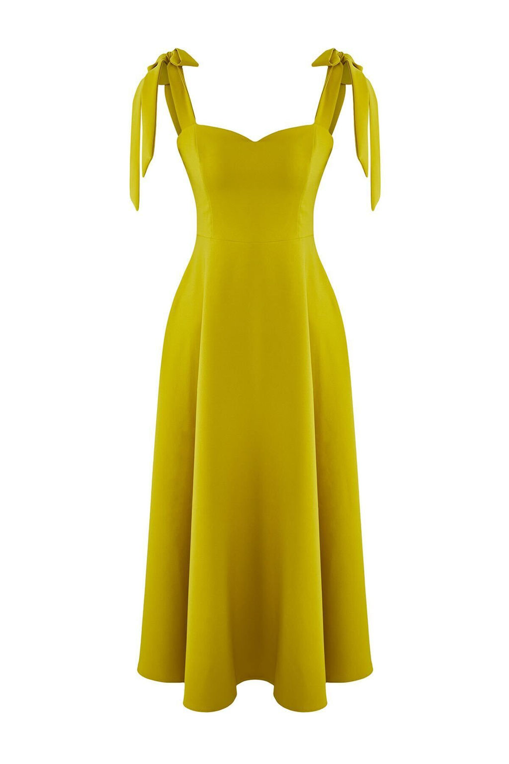 Yag Yesili A-Kesim Ask? Baglama Detayl? Dokuma Midi S?k Abiye Gece Mezuniyet Elbisesi TPRSS24EL00251