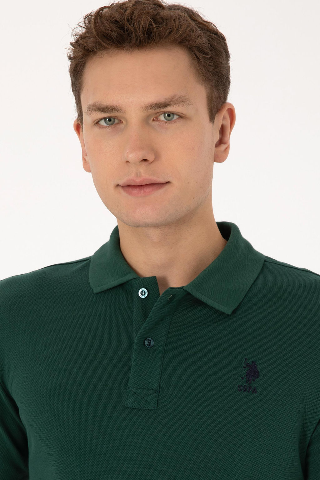 Erkek Slim Fit Polo Yaka Koyu Ye_il Basic Sweatshirt - U.s. polo assn фото 2