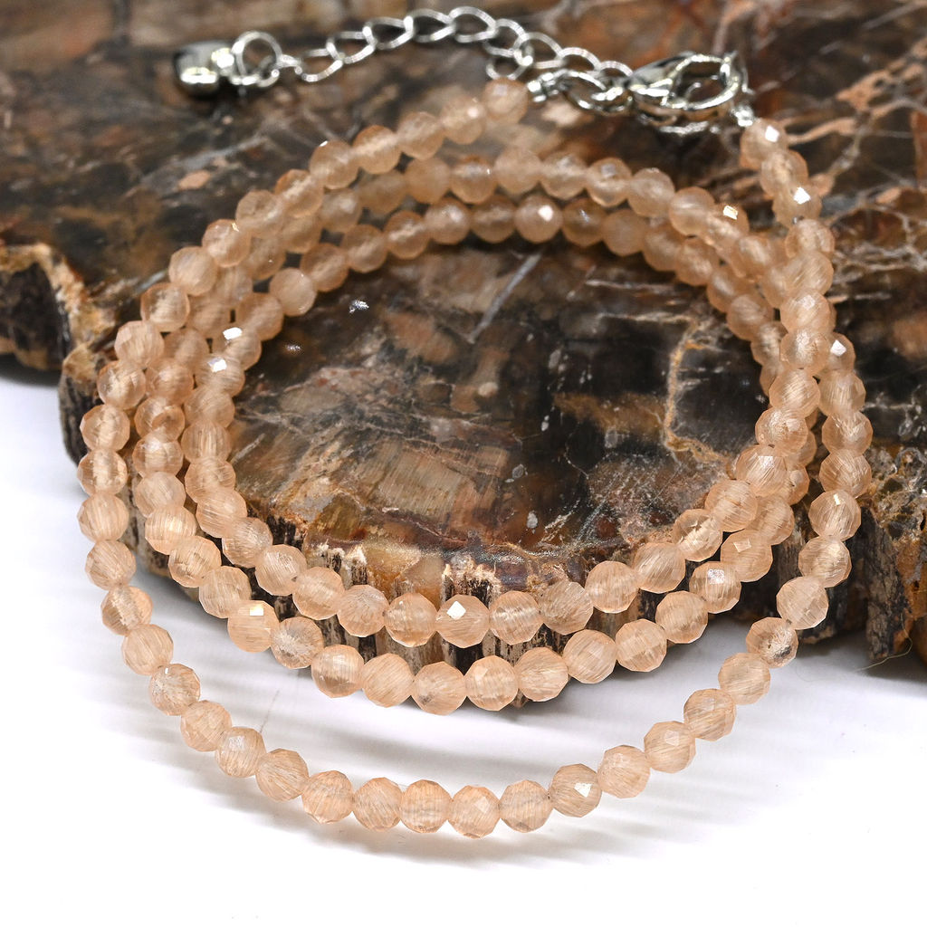 Чокер из улексита с эффектом кошачьего глаза шарик гр.3мм цвет шампань, 40см