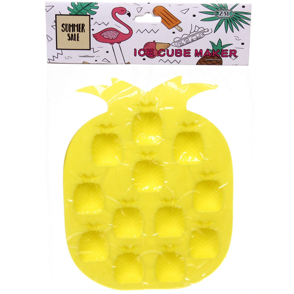 Цена за 5 шт. Форма для льда силиконовая "Ананас" 19*14см, цвета микс