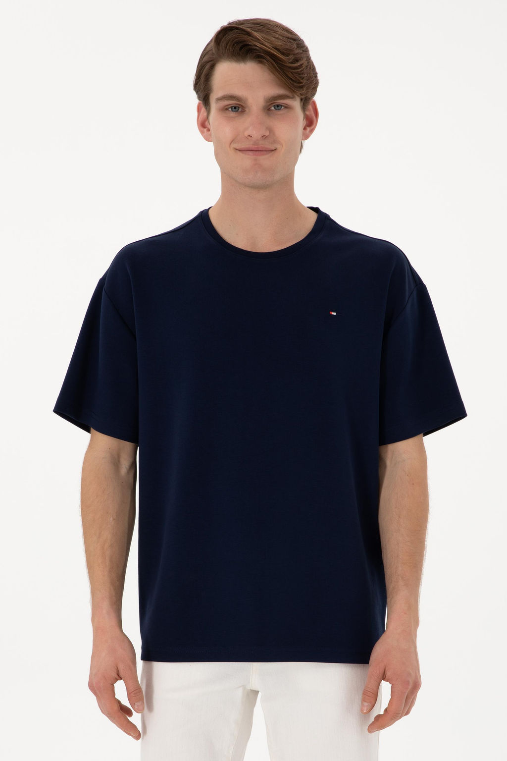 Erkek Comfort Fit Bisiklet Yaka Lacivert Ti__rt Sepette S_rpriz _ndirim