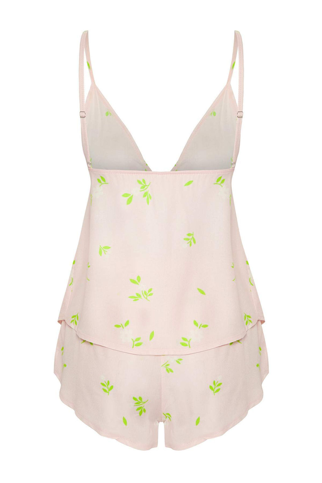 Trendyolmilla Pudra-Cok Renkli Cicekli Baglama Detayl? Viskon Sortlu Dokuma Pijama Tak?m? THMSS25PT00105 фото 11