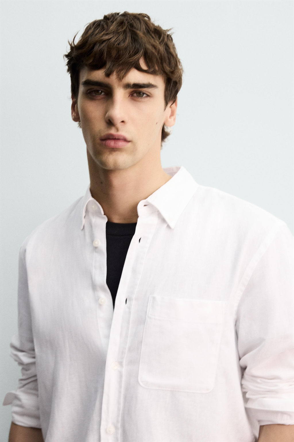 CAMISA REGULAR FIT LINO - ALGOD?N / Blanco - Zara фото 5