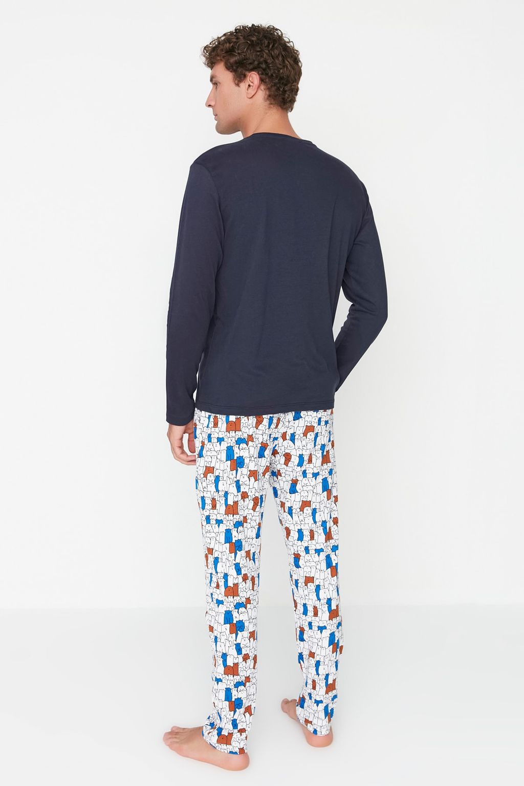 TRENDYOL MAN Cok Renkli Regular Fit Bask?l? %100 Pamuk Pijama Tak?m? TMNAW22PT1072 - Trendyolmilla фото 4