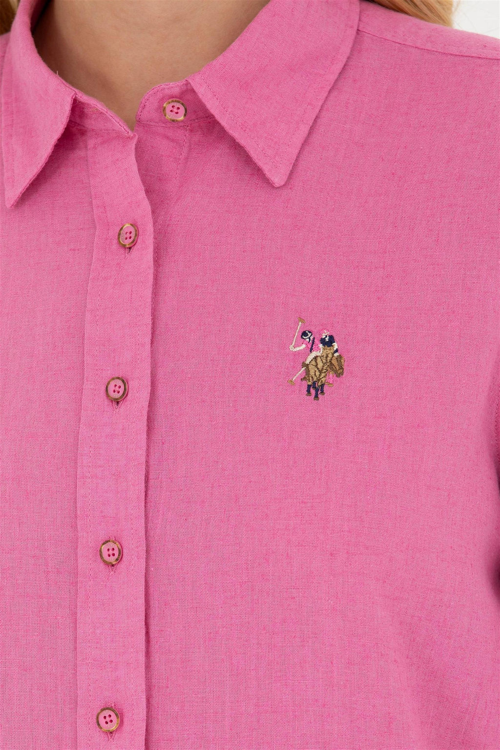 Женская розовая базовая рубашка с длинным рукавом - U.s. polo assn фото 7