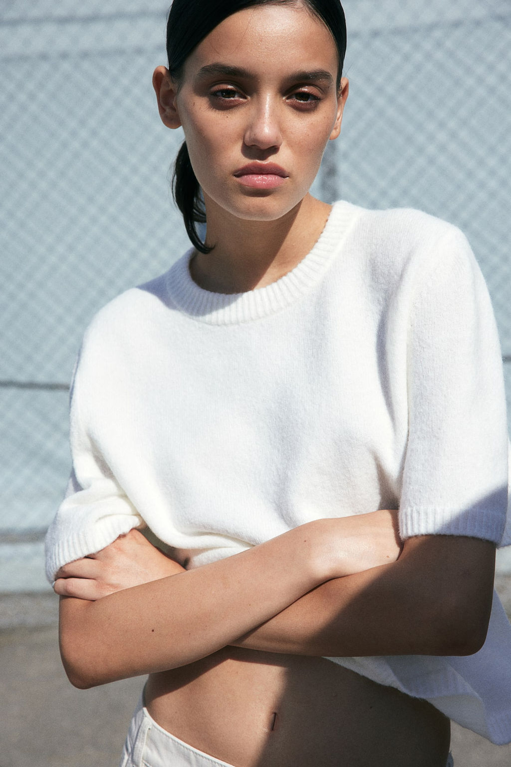 Top de manga corta en punto fino - H&m фото 2