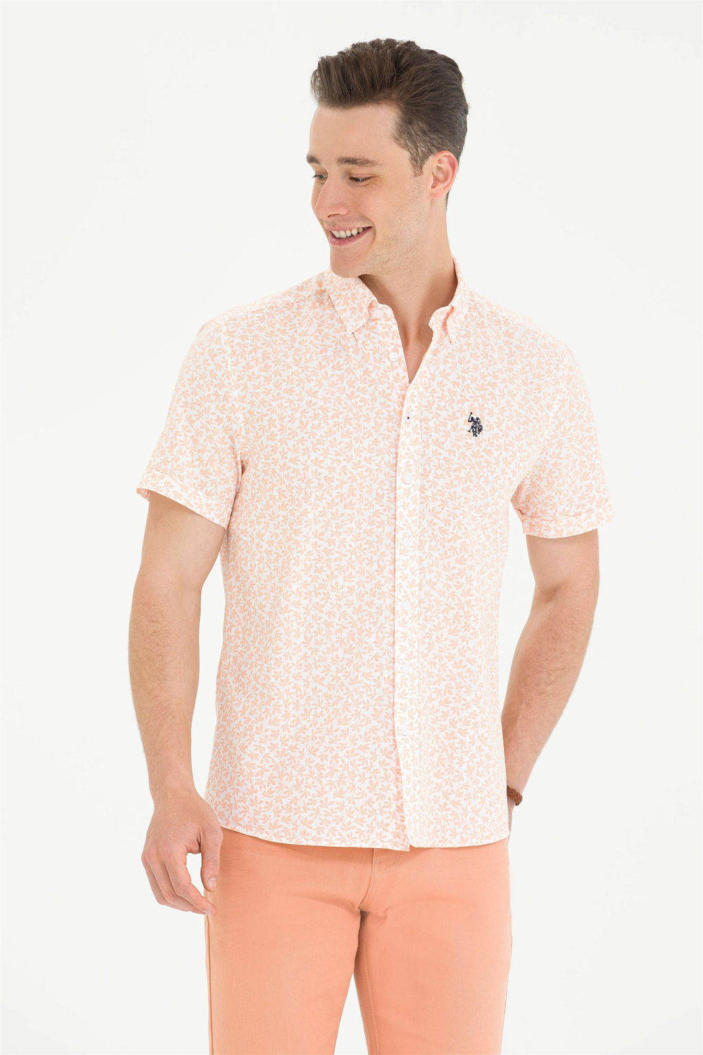 U. S. Polo Assn Мужская желтая рубашка с коротким рукавом - U.s. polo assn фото 8