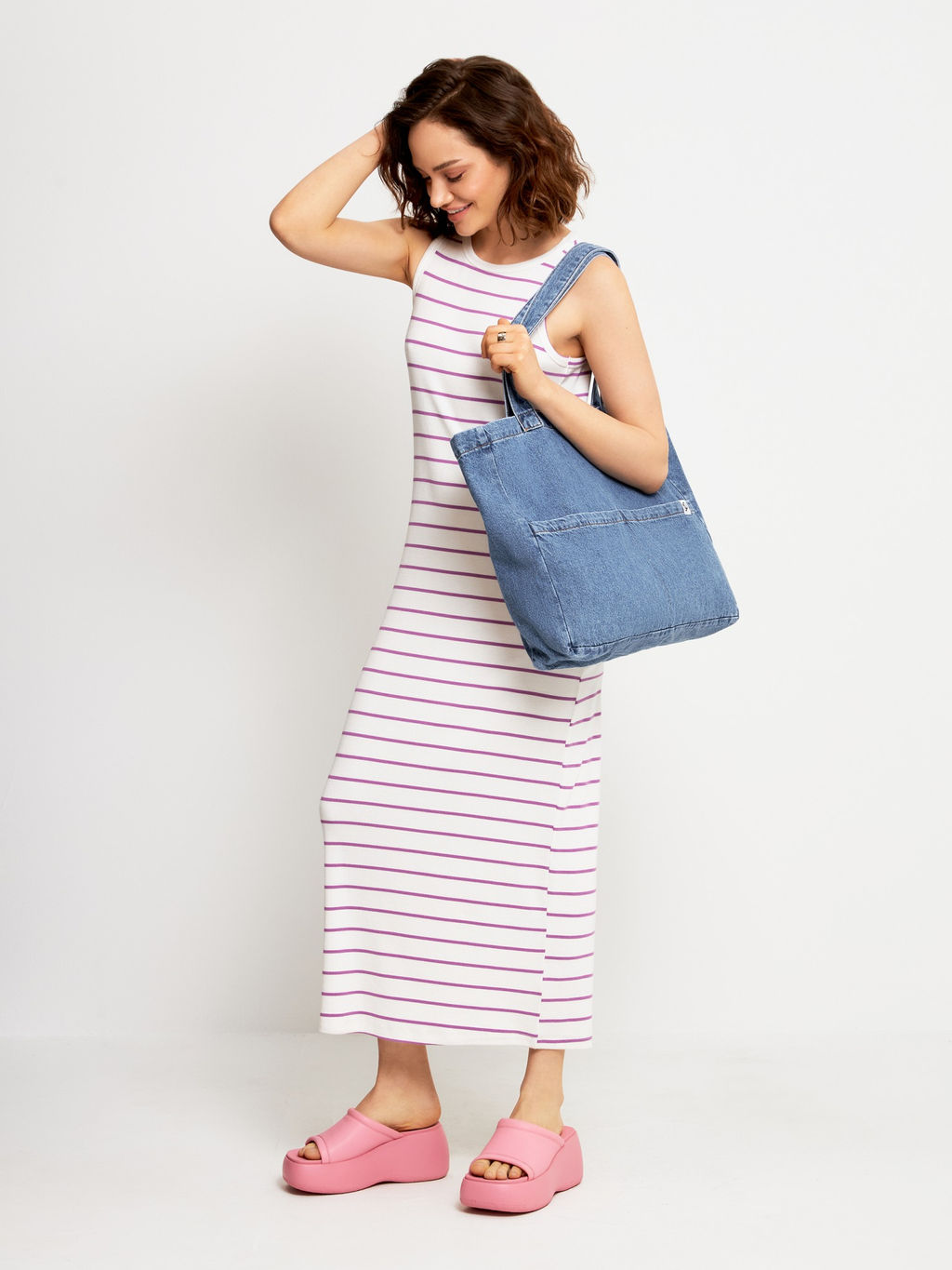 Сумка (шоппер) Tote_denim bag темно-голубой - Concept club фото 3