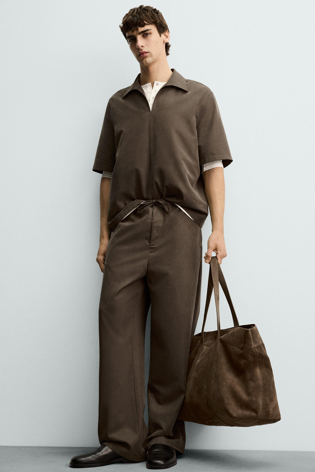 PANTAL?N FLUIDO WIDE FIT / Khaki - Zara фото 6