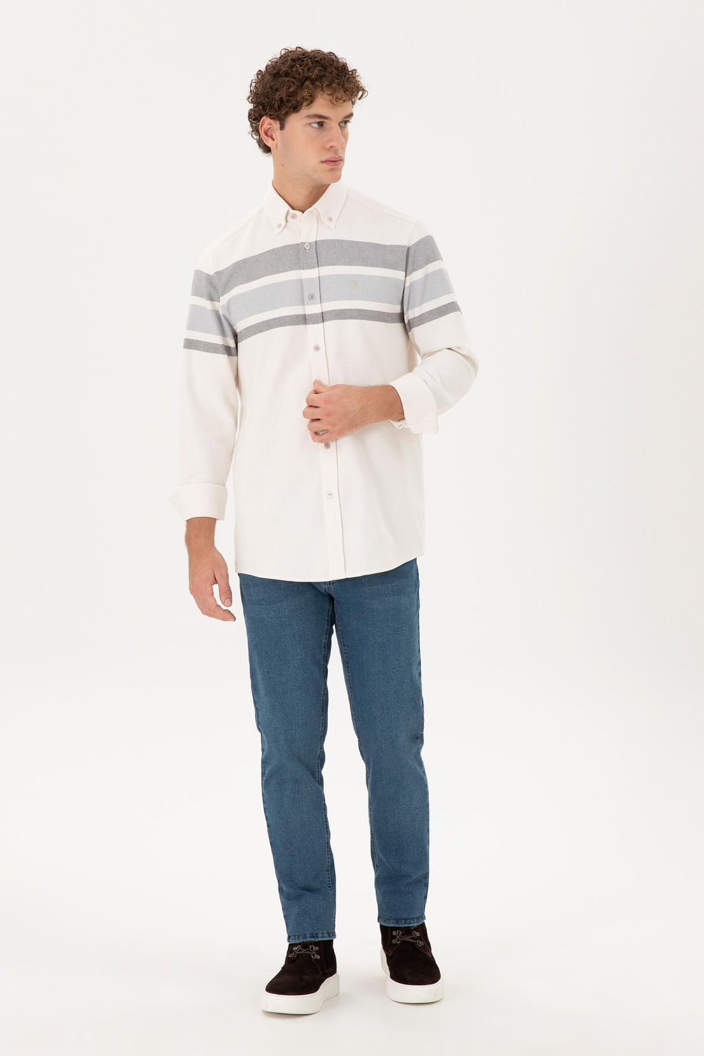 Мужская рубашка с длинным рукавом Stone Неожиданная скидка в корзине - U.s. polo assn фото 4