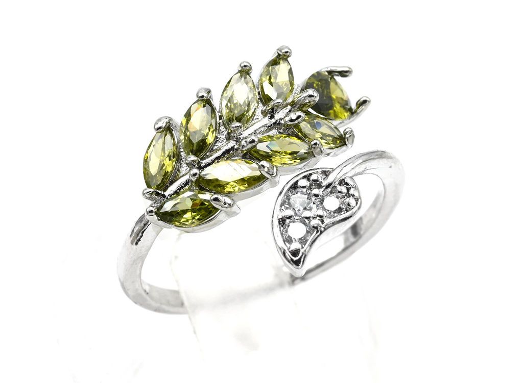 Кольцо веточка 18*15мм цв.оливковый Радуга камня