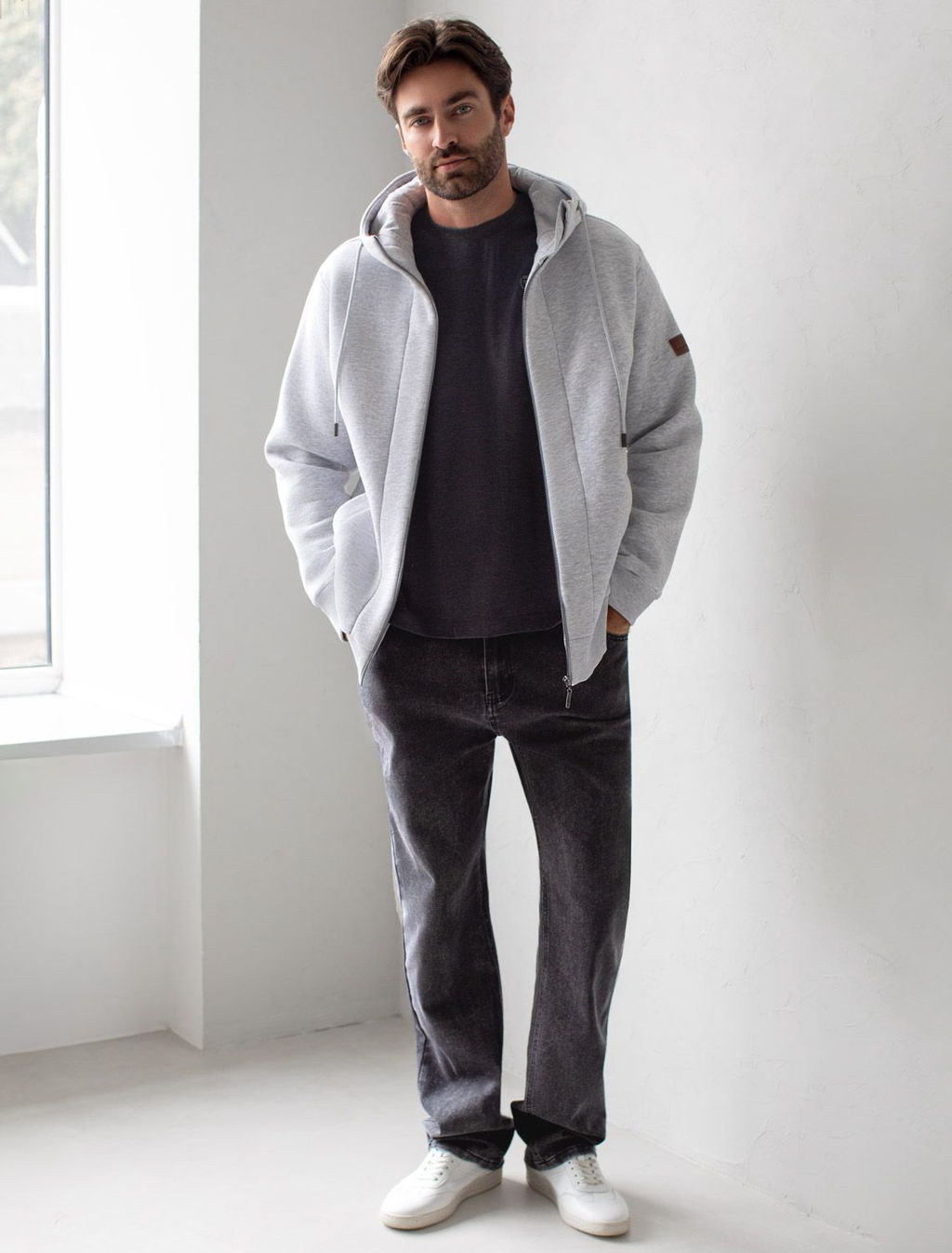 Худи на молнии из премиального футера трехнитки с начесом