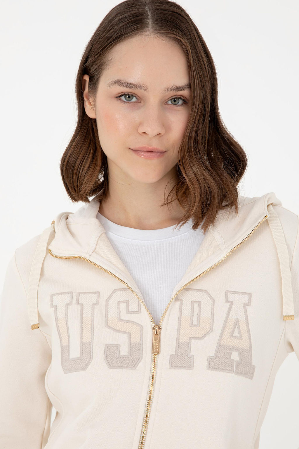 Женский кремовый базовый свитшот Неожиданная скидка в корзине - U.s. polo assn фото 9