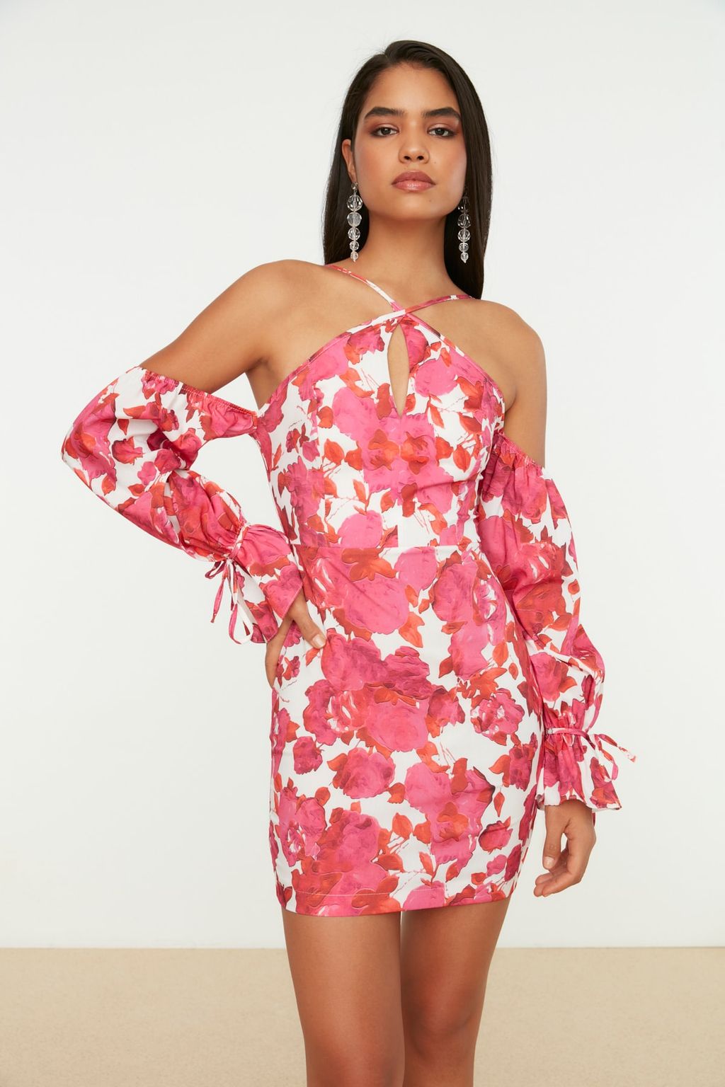 Cok Renkli Yaka Detayl? Dokuma Poplin K?sa S?k Abiye Elbise TPRSS21EL2455 - Trendyolmilla фото 3