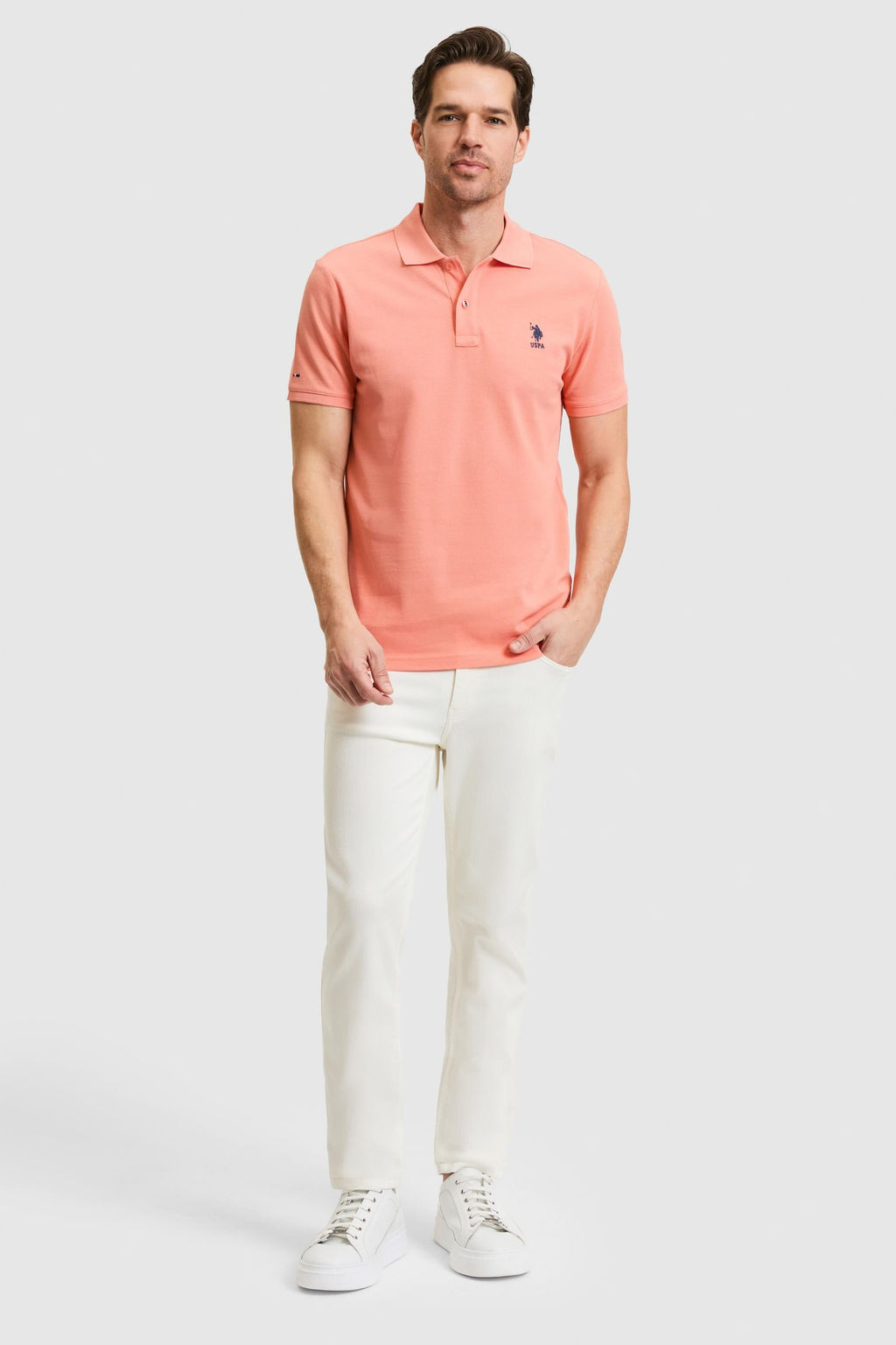 Erkek Slim Fit Polo Yaka Somon Basic Ti__rt - U.s. polo assn фото 6