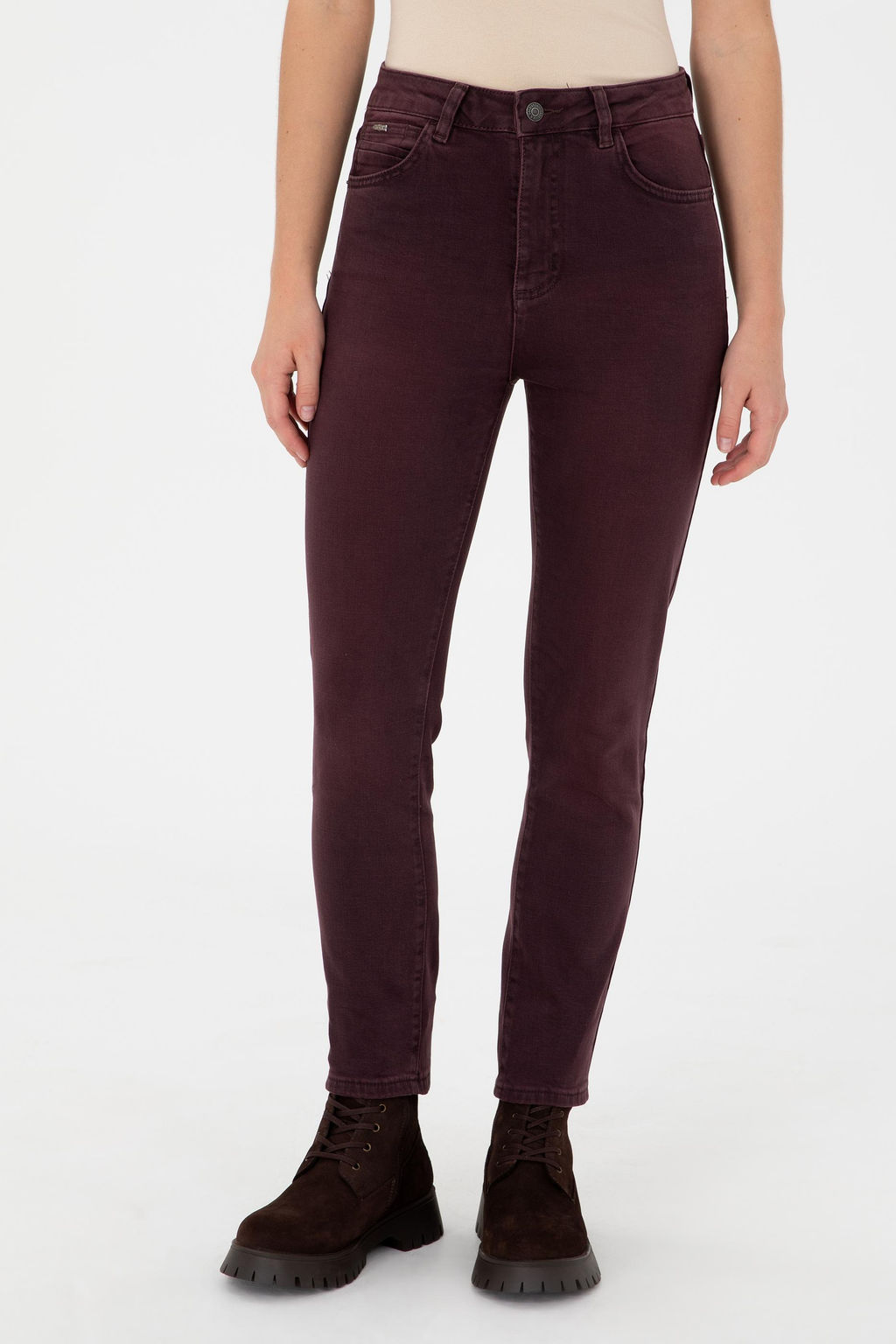 Женские бордовые джинсовые брюки Неожиданная скидка в корзине - U.s. polo assn фото 2