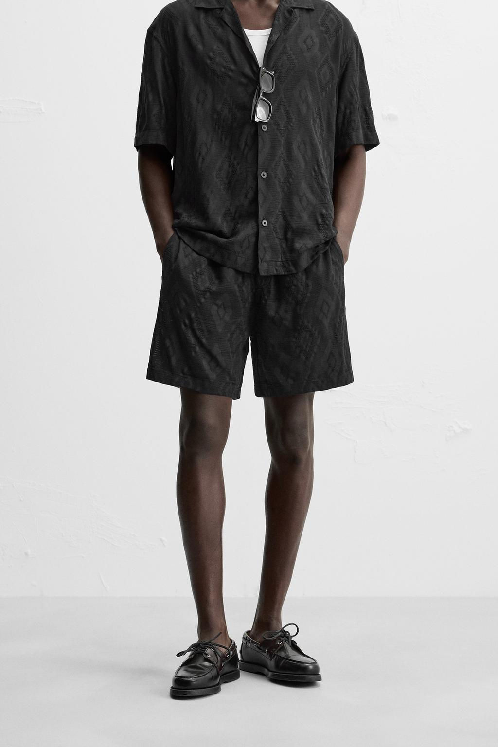 GEOMETRIC PRINT JACQUARD BERMUDA SHORTS - Zara фото 12