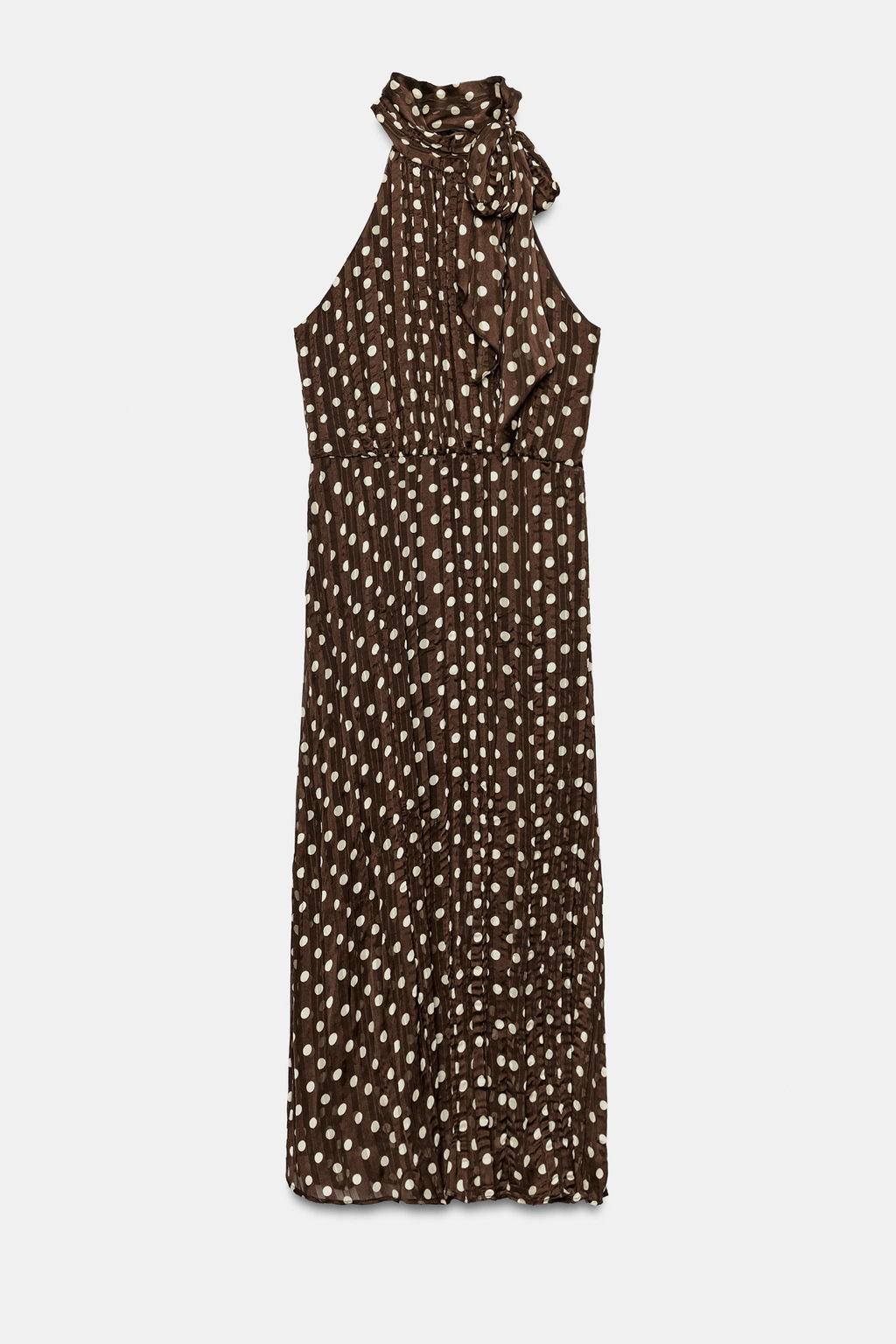 VESTIDO MIDI LUNARES LAZO / Marr?n / Crudo - Zara фото 8