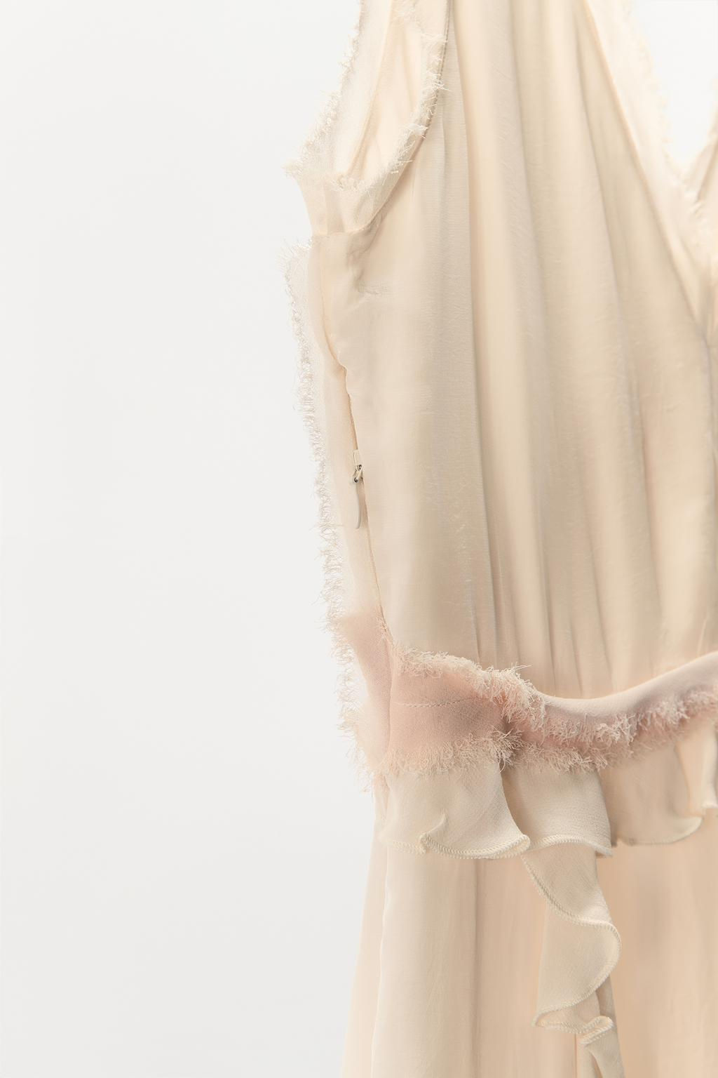 RUFFLED FRAYED MIDI DRESS - Zara фото 7