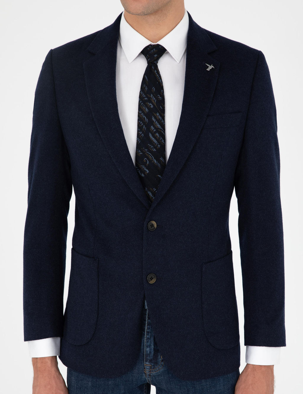 Кашемировая куртка узкого кроя темно-синего цвета - Cacharel фото 6