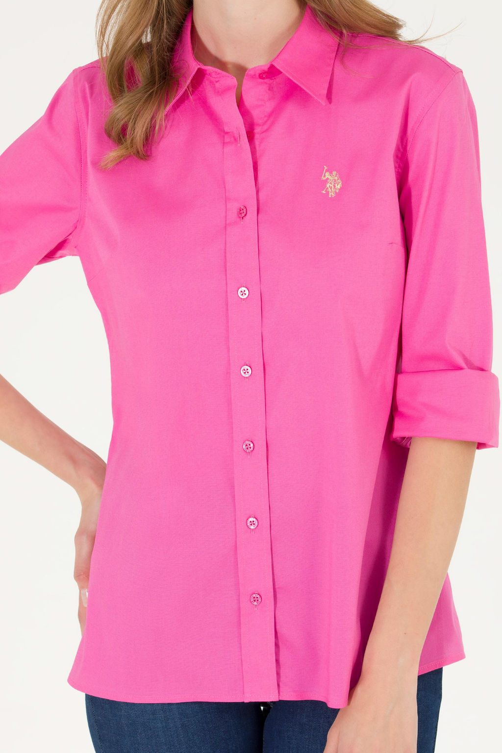 U. S. Polo Assn Женская розовая базовая рубашка с длинным рукавом - U.s. polo assn фото 6
