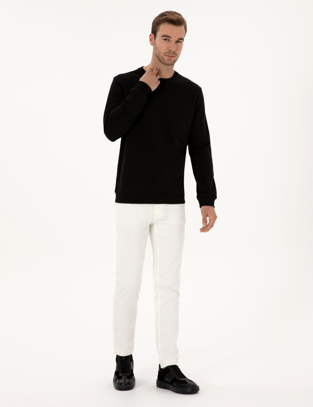 Siyah Regular Fit Sweatshirt - Cacharel фото 4