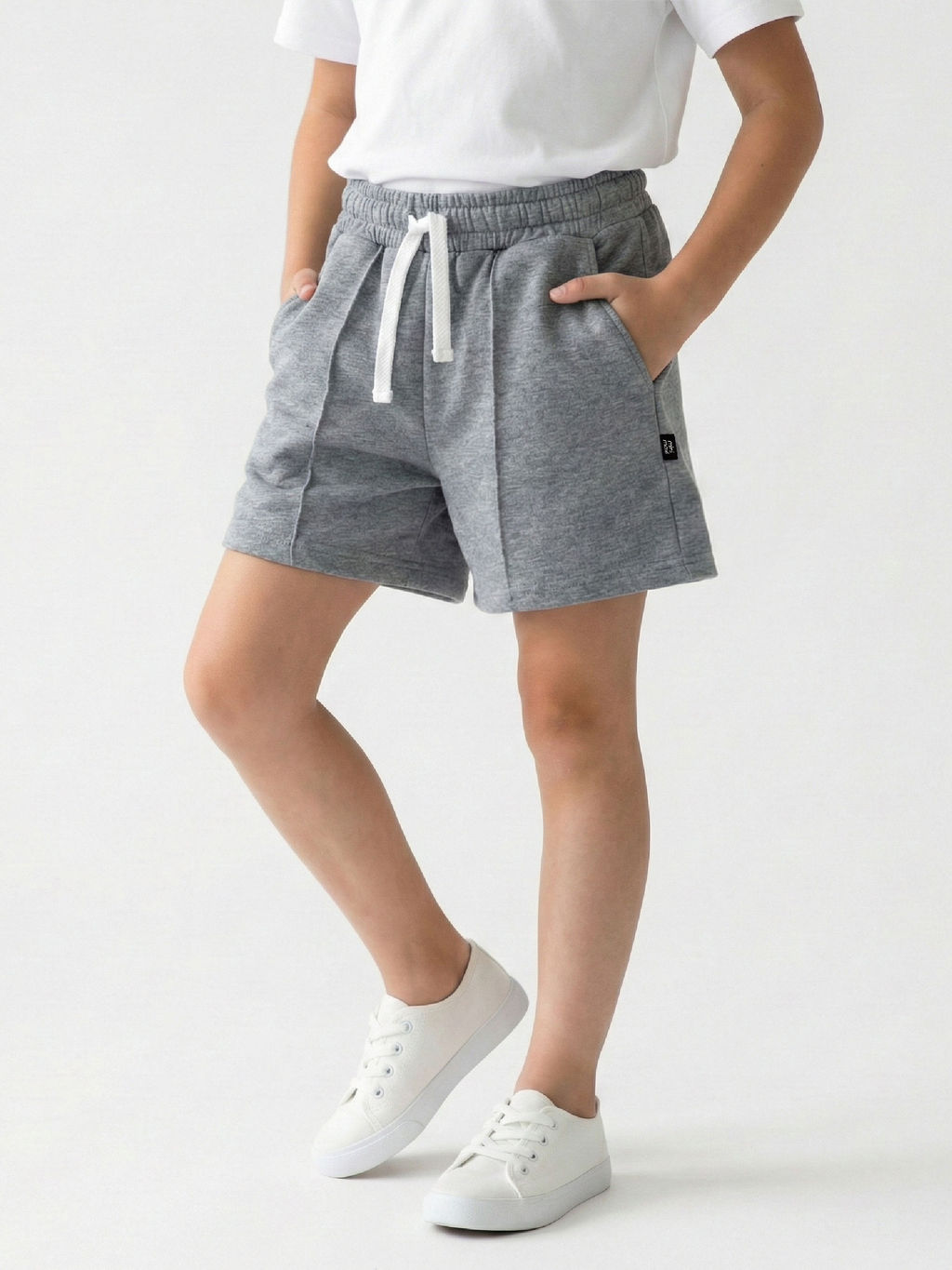 Шорты для девочки подростковые 22-4355 темно серый меланж - Mini maxi фото 9
