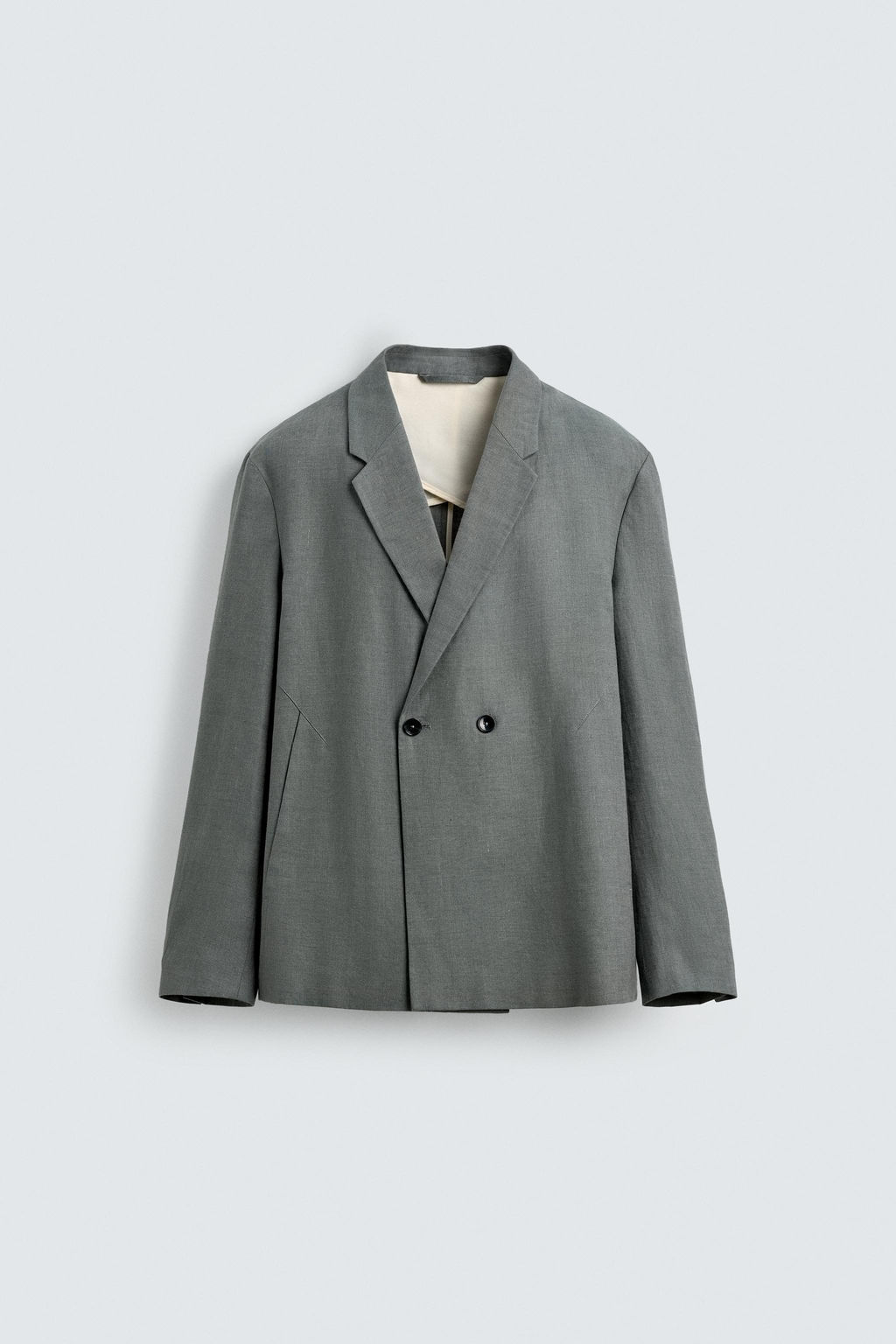 DOUBLE-BREASTED 100% LINEN SUIT BLAZER - Zara фото 8