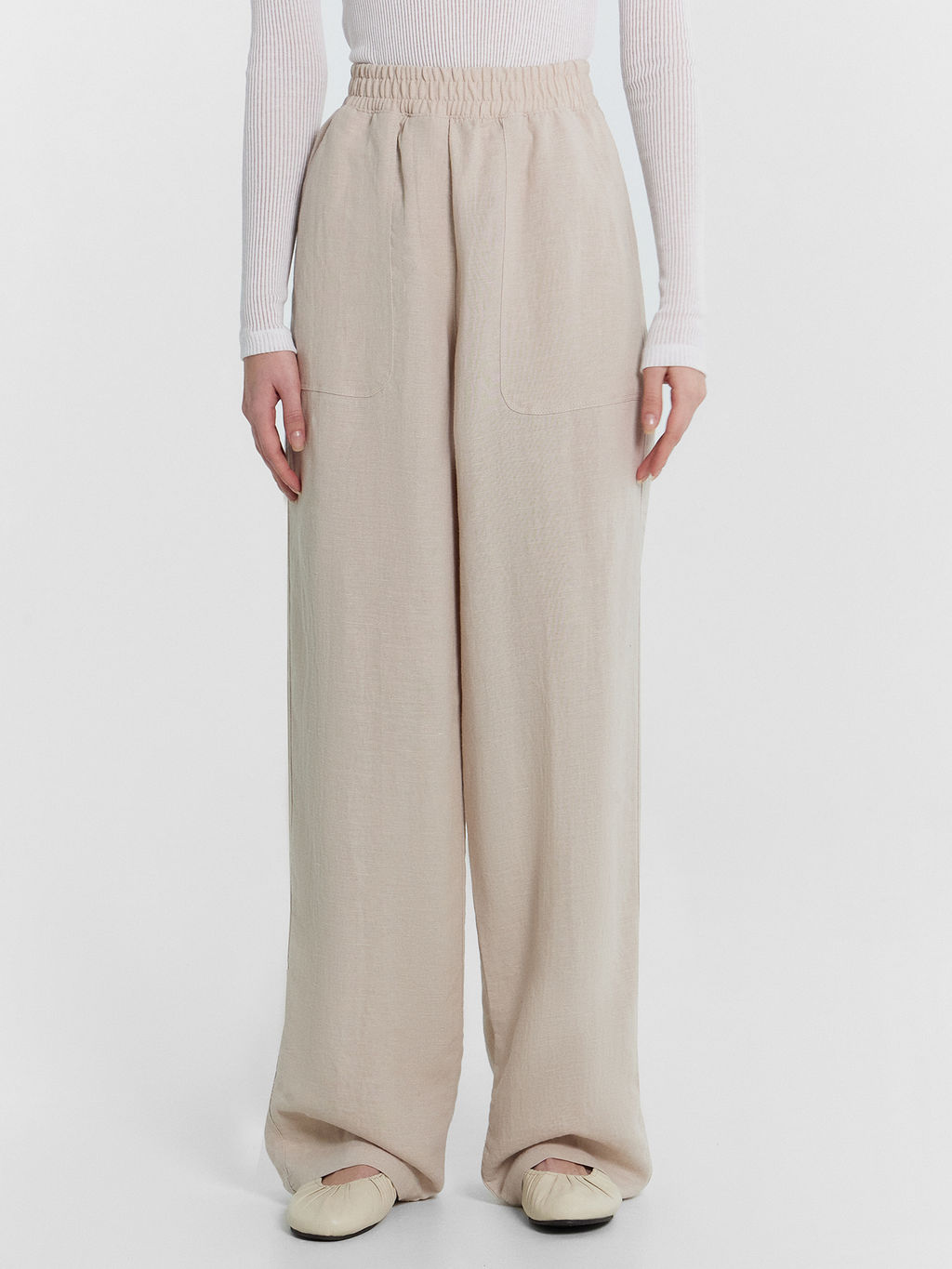 Брюки женские бежевые из коллекции "Premium Linen" св.бежевый 182507