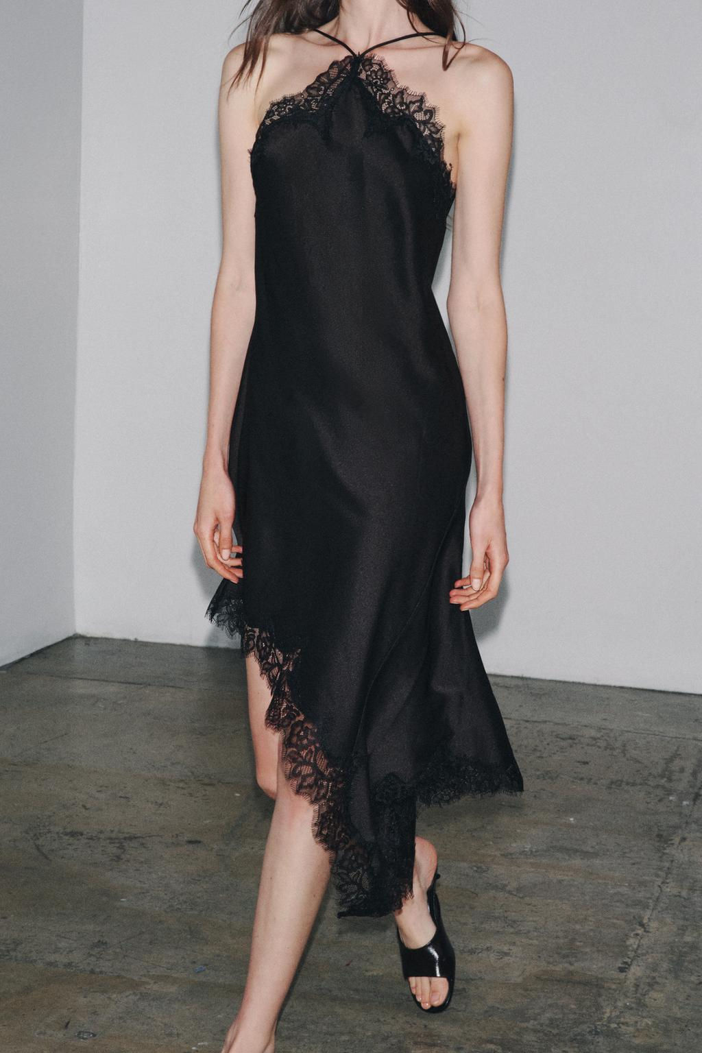 ZW COLLECTION SATIN LACE DRESS - Zara фото 4