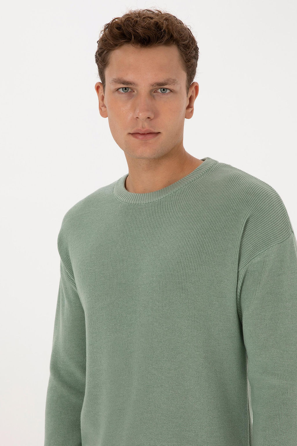 Erkek Comfort Fit Bisiklet Yaka Ye_il Melanj Basic Kazak - U.s. polo assn фото 2