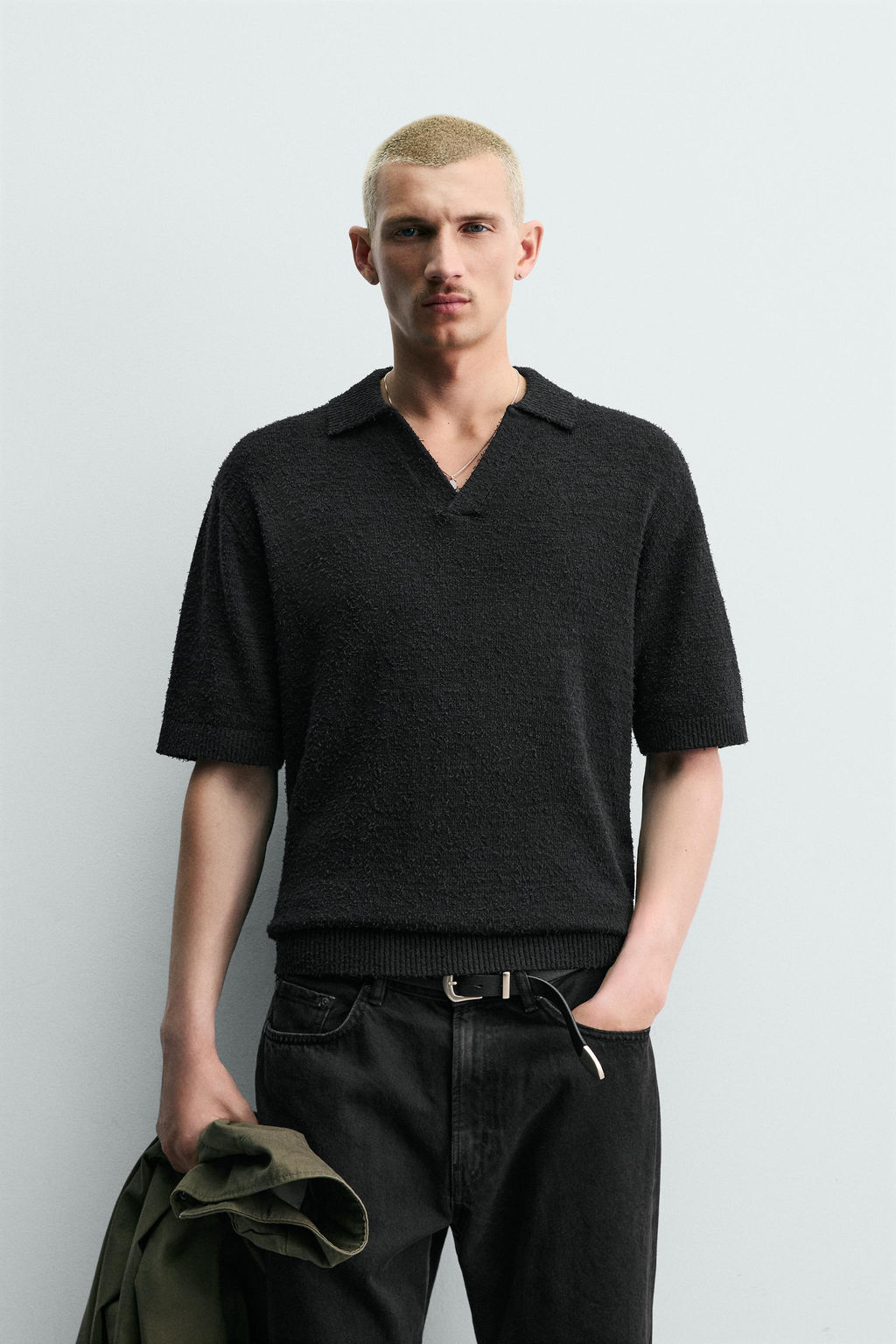 POLO PUNTO RELAXED FIT TEXTURA / Negro - Zara фото 2
