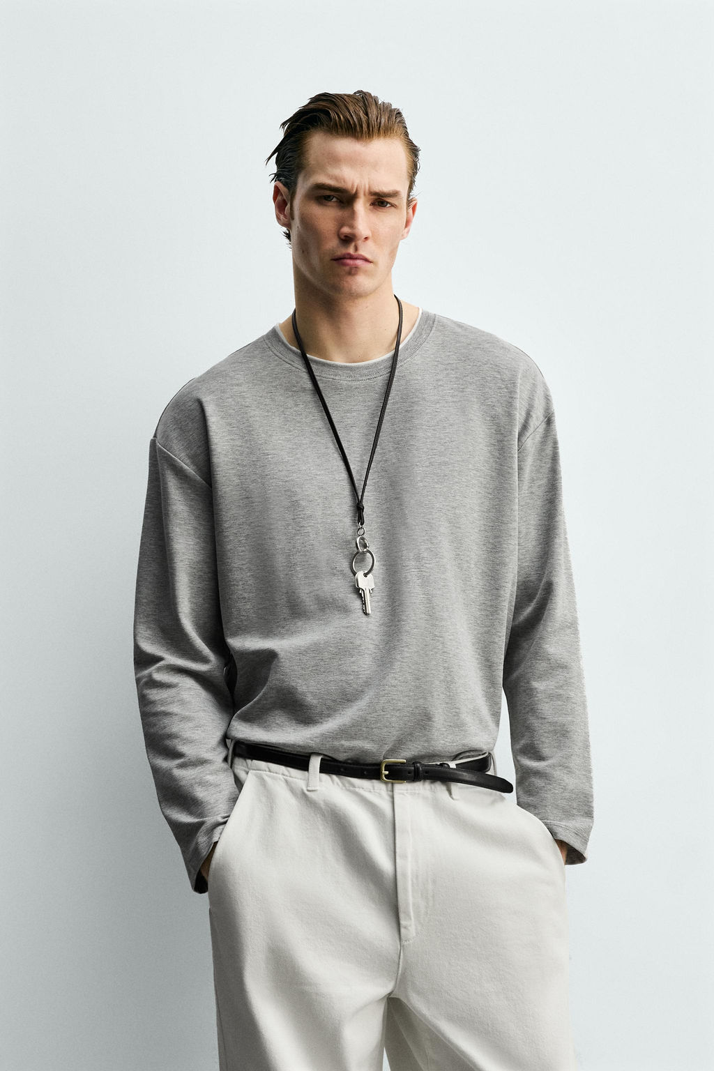 CAMISETA ACABADOS DOBLES CONTRASTE / Gris vigor? - Zara фото 2